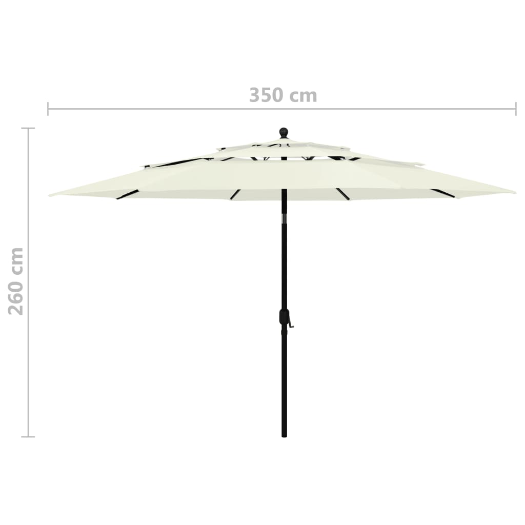 Parasol 3-Laags Met Aluminium Paal 3,5 M Zandkleurig 3.5 m