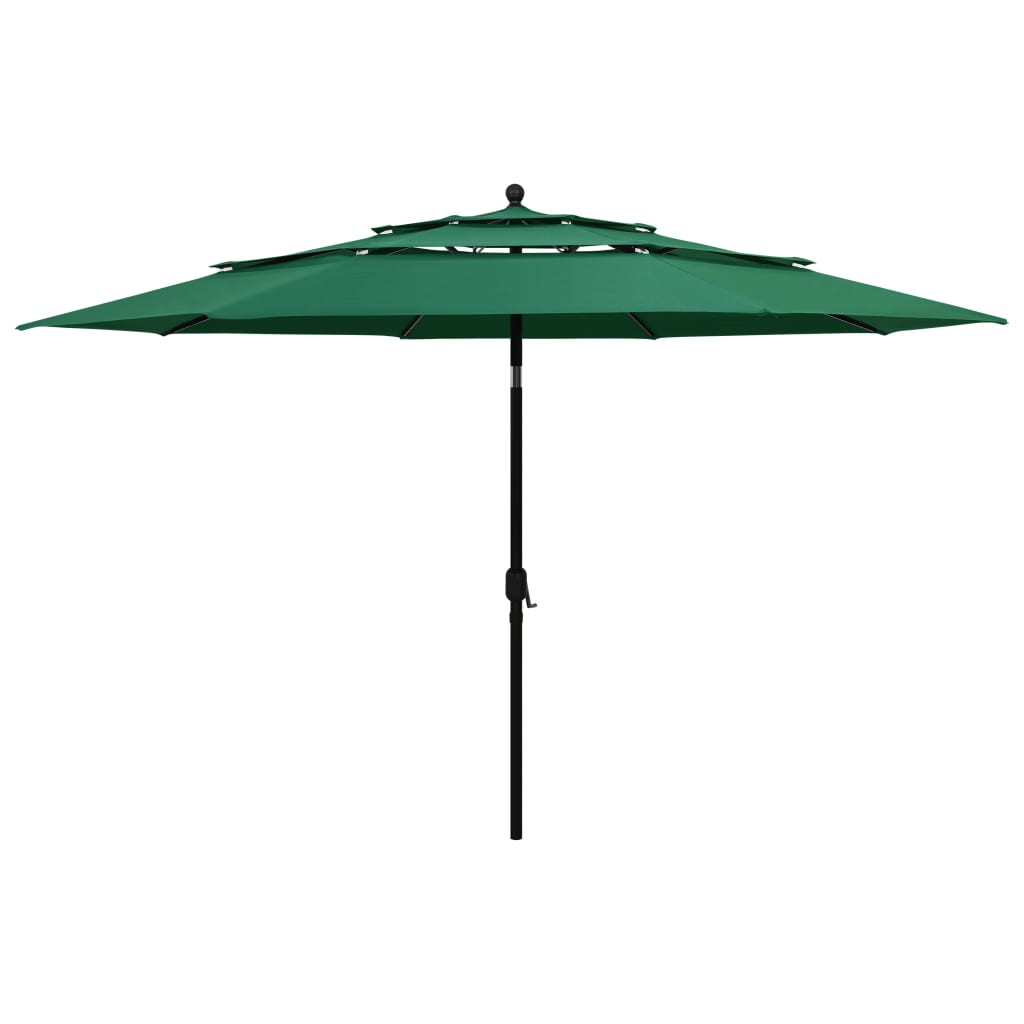 Parasol 3-Laags Met Aluminium Paal 3,5 M Groen 3.5 m