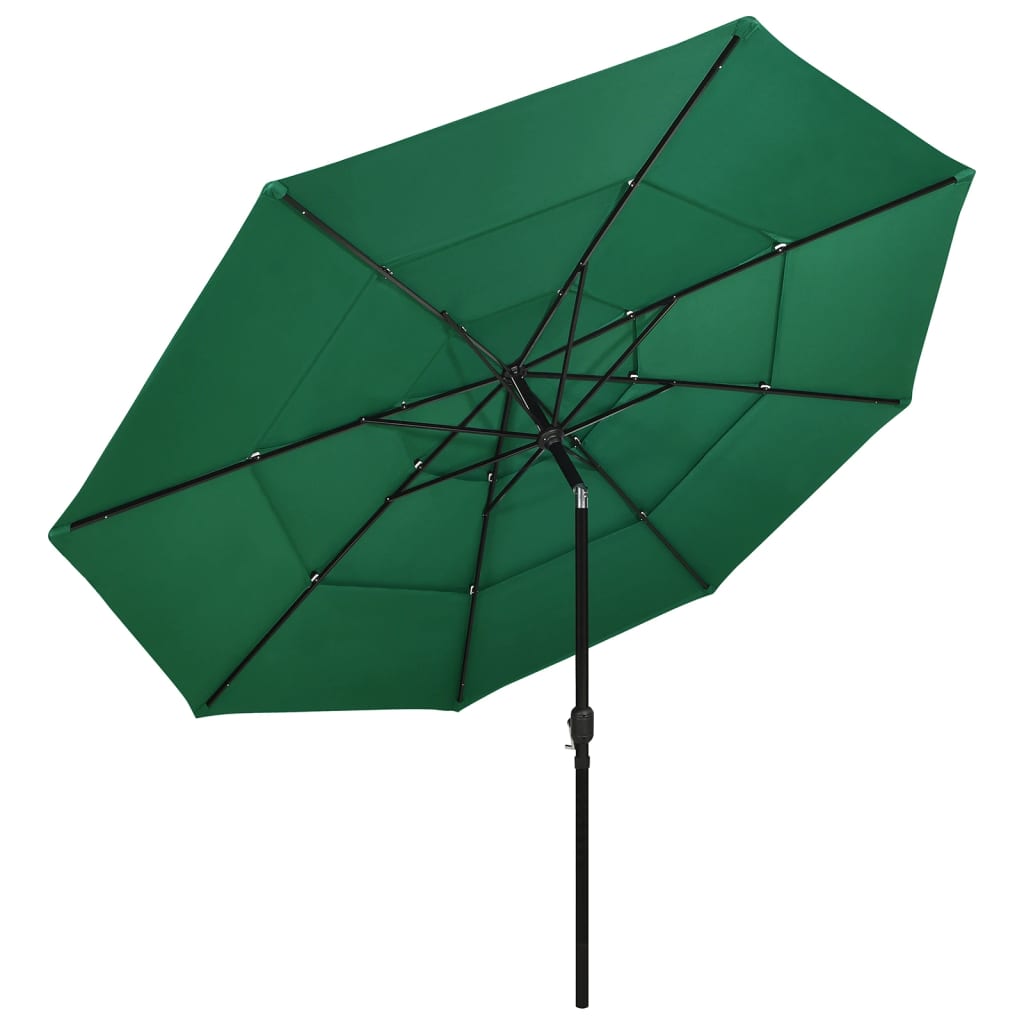 Parasol 3-Laags Met Aluminium Paal 3,5 M Groen 3.5 m