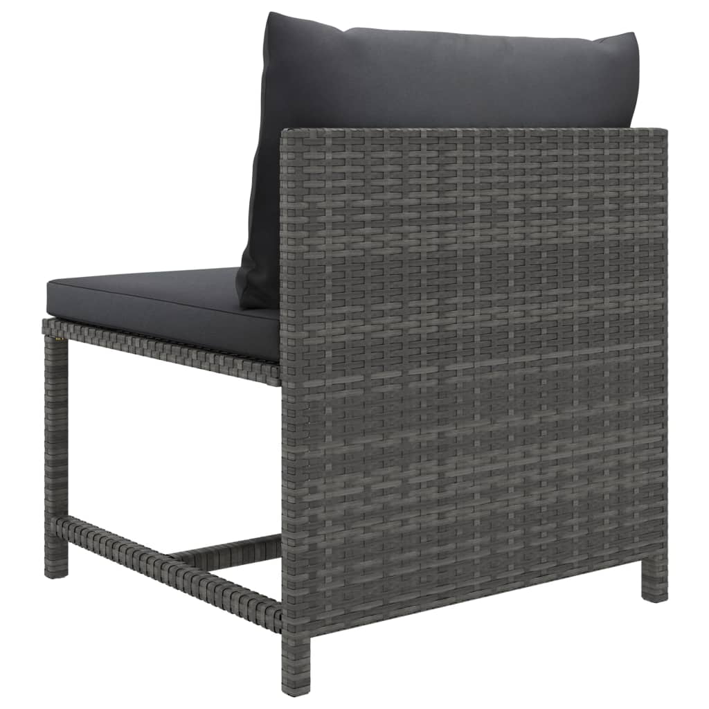 4-Delige Loungeset Met Kussens Poly Rattan Grijs 1 2x hoek + midden + voetensteun