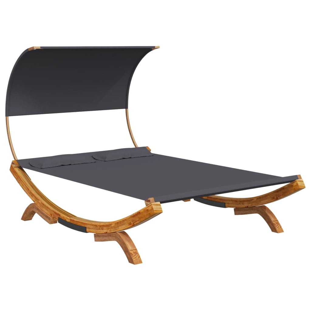 Loungebed met luifel 165x203x126 cm gebogen hout antracietkleur