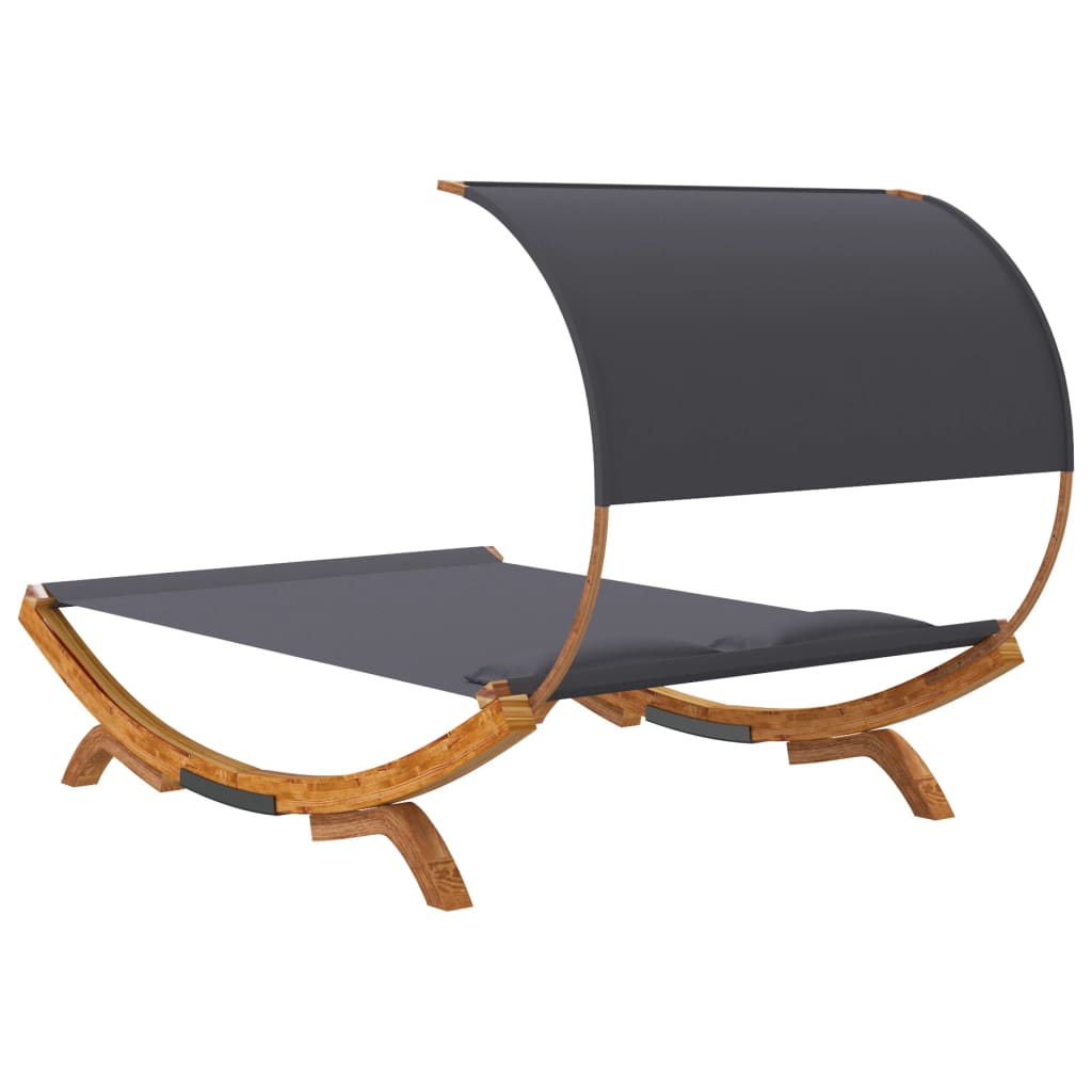 Loungebed met luifel 165x203x126 cm gebogen hout antracietkleur