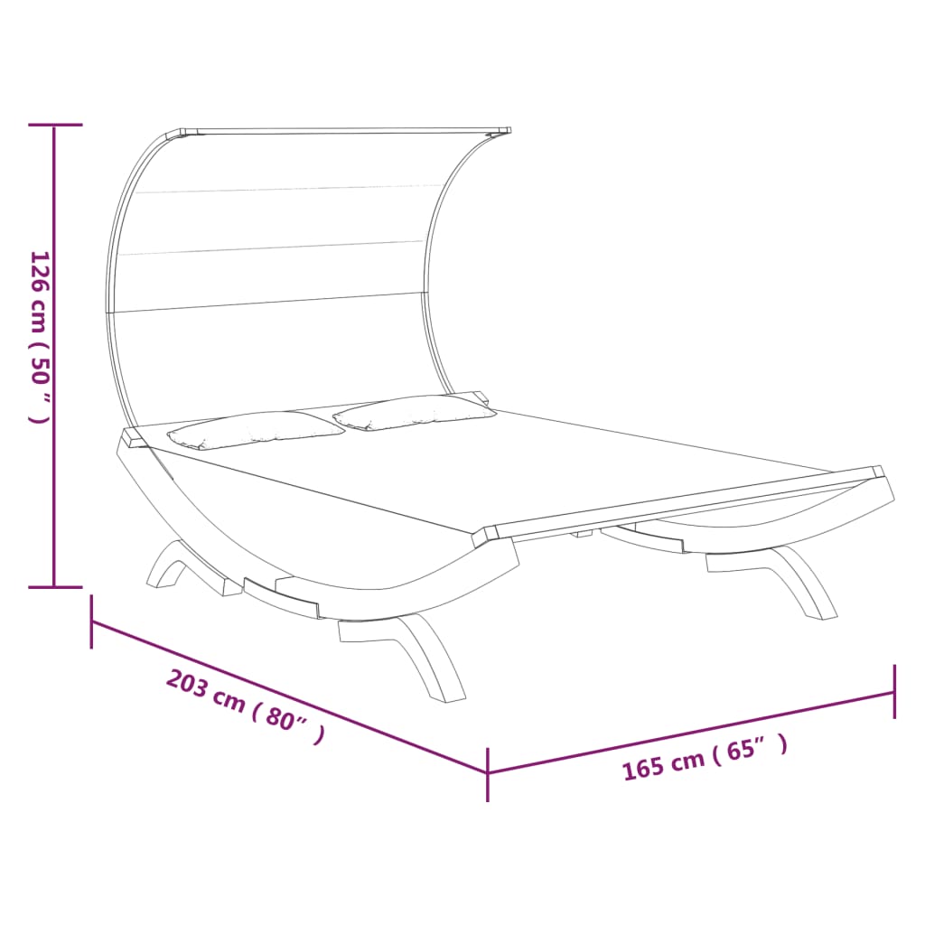 Loungebed met luifel 165x203x126 cm gebogen hout antracietkleur