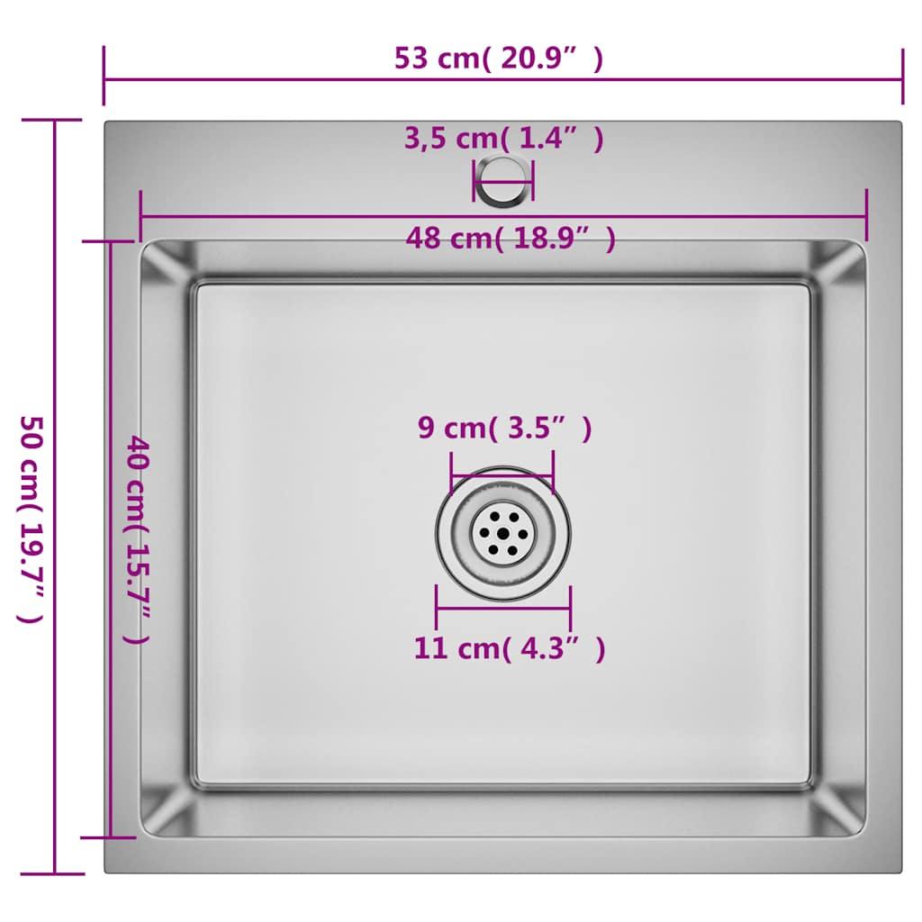Gootsteen handgemaakt roestvrij staal