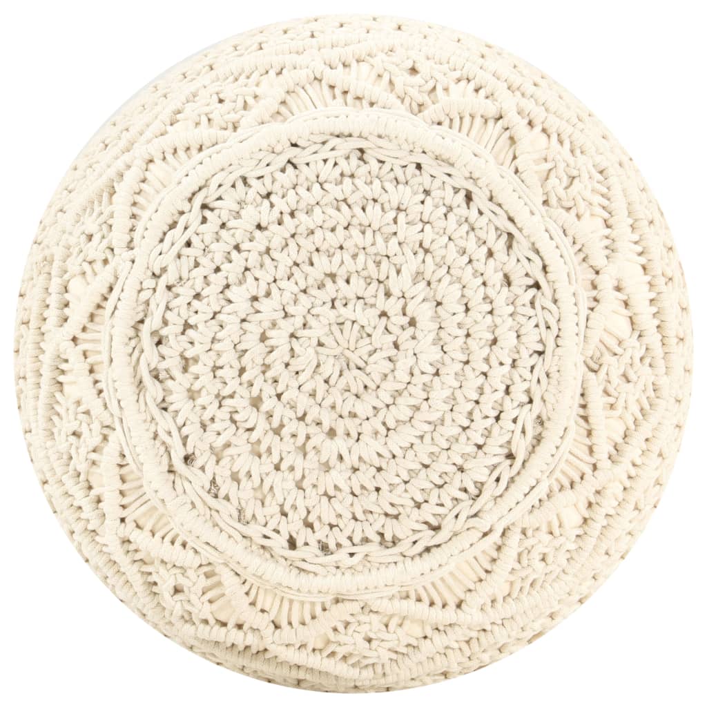 Poef Macramé Handgemaakt 45X30 Cm Katoen Wit