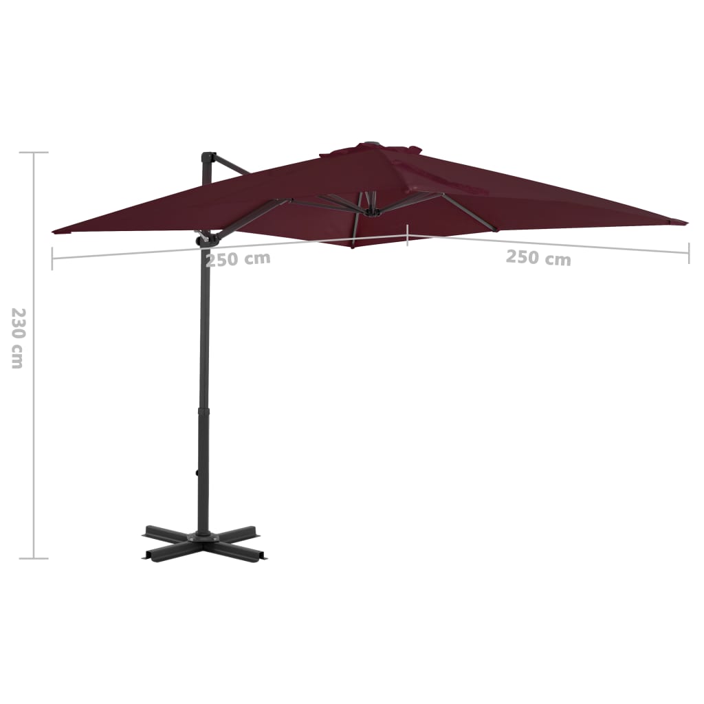 Zweefparasol Met Aluminium Paal 250X250 Cm Bordeauxrood 250 x 250 cm