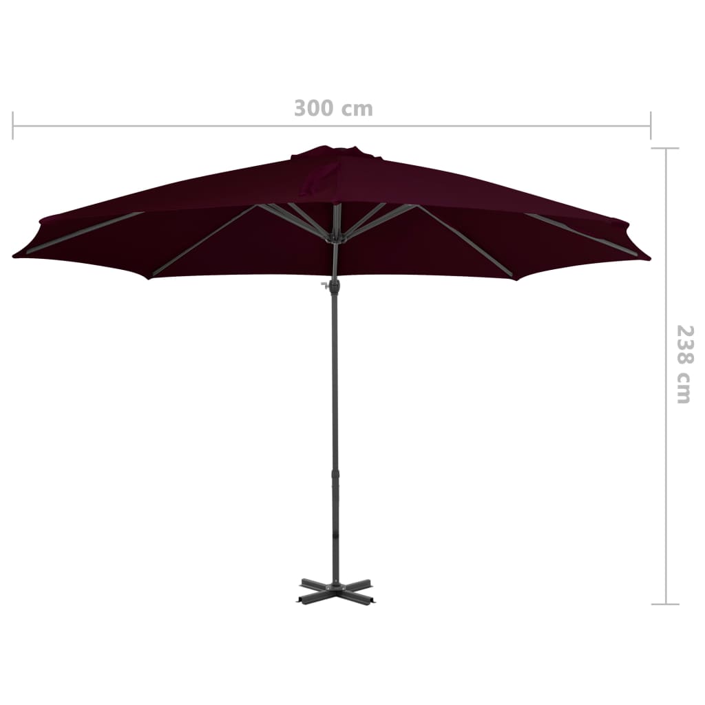 Zweefparasol Met Aluminium Paal 300 Cm Rood 300 x 238 cm