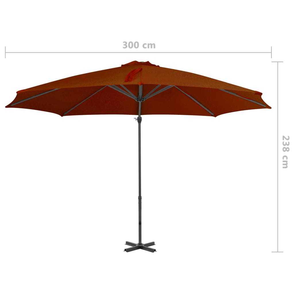 Zweefparasol Met Aluminium Paal 300 Cm Terracottakleurig 300 x 238 cm