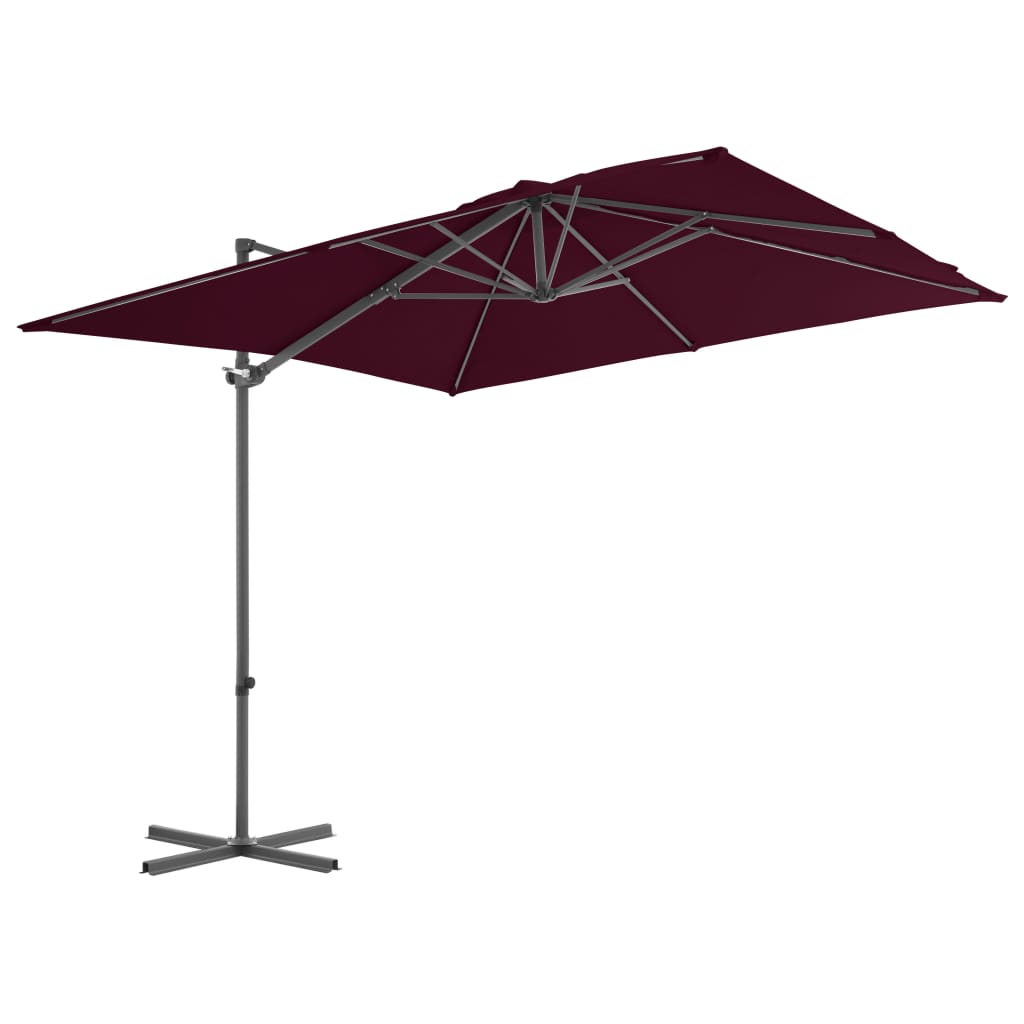 Zweefparasol Met Stalen Paal 250X250 Cm Bordeauxrood 250 x 250 cm