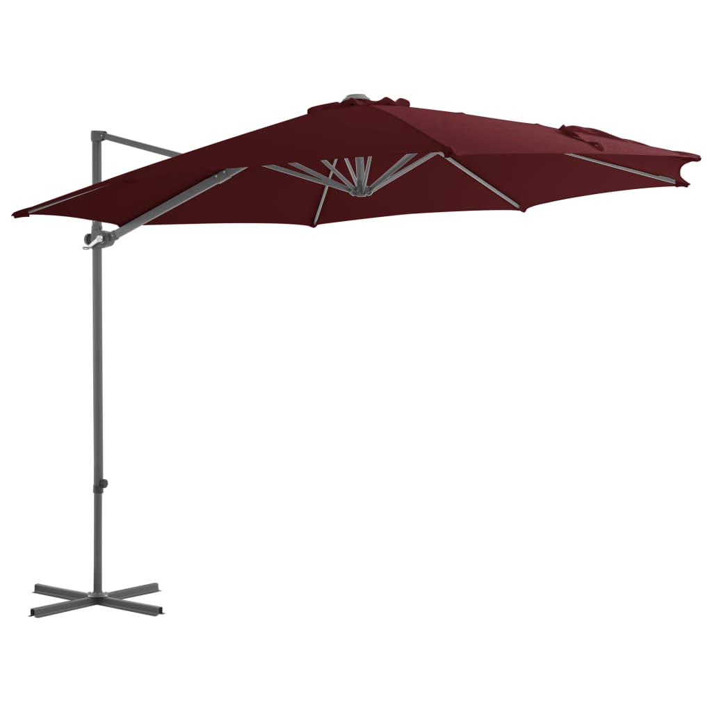 Zweefparasol Met Stalen Paal 300 Cm Bordeauxrood 300 x 255 cm