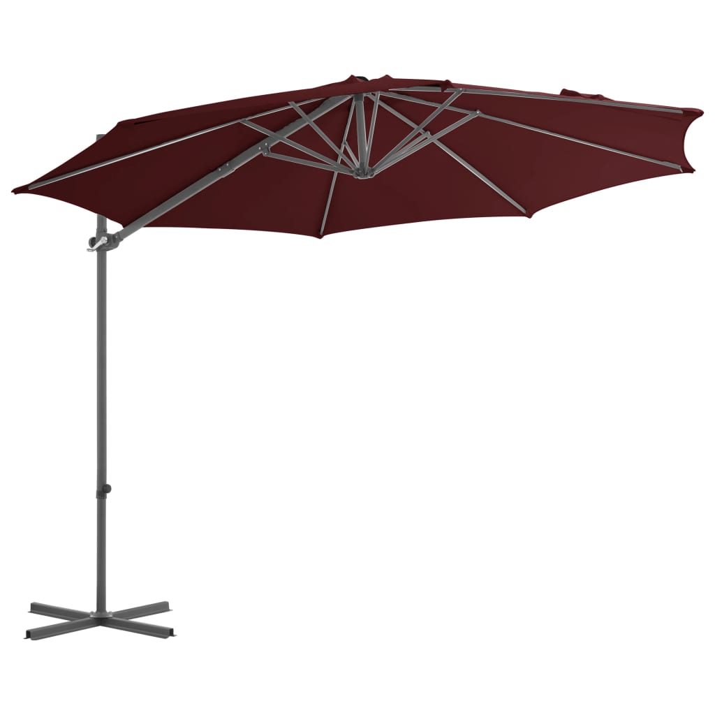 Zweefparasol Met Stalen Paal 300 Cm Bordeauxrood 300 x 255 cm