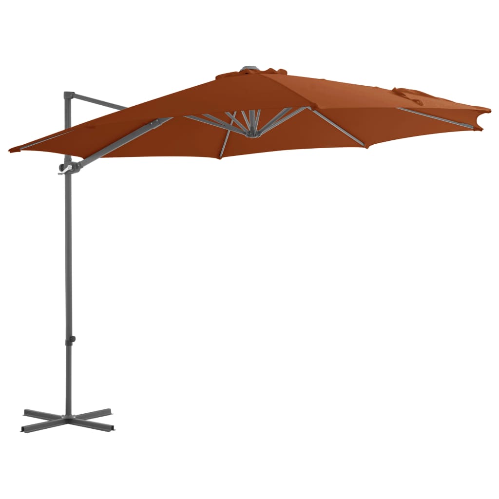 Zweefparasol Met Stalen Paal 300 Cm Terracottakleurig 300 x 255 cm