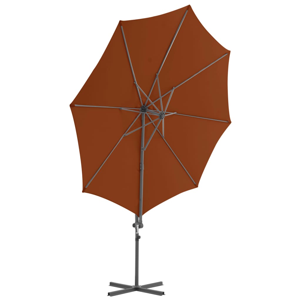 Zweefparasol Met Stalen Paal 300 Cm Terracottakleurig 300 x 255 cm