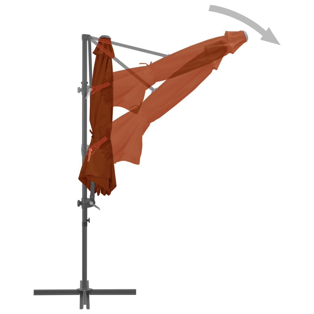Zweefparasol Met Stalen Paal 300 Cm Terracottakleurig 300 x 255 cm
