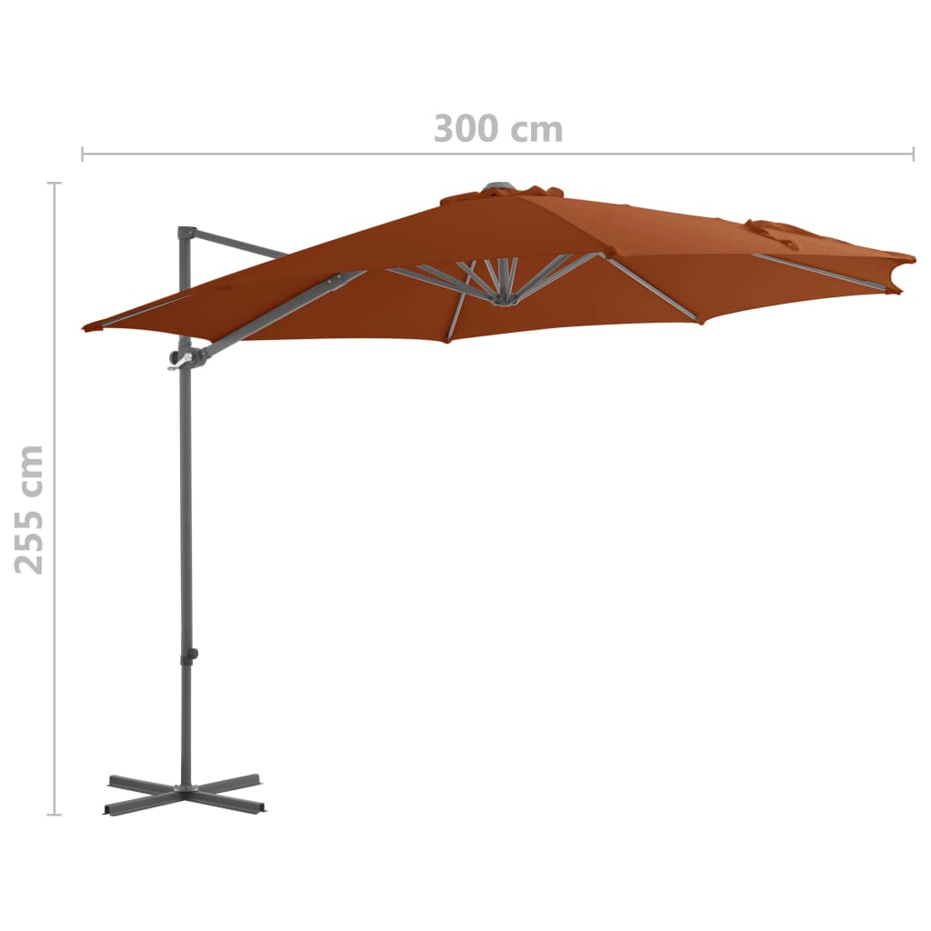 Zweefparasol Met Stalen Paal 300 Cm Terracottakleurig 300 x 255 cm