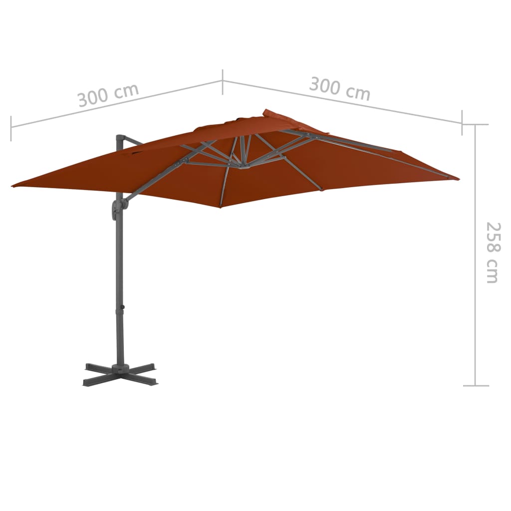 Zweefparasol Met Aluminium Paal 300X300 Cm Terracottakleurig 300 x 300 cm