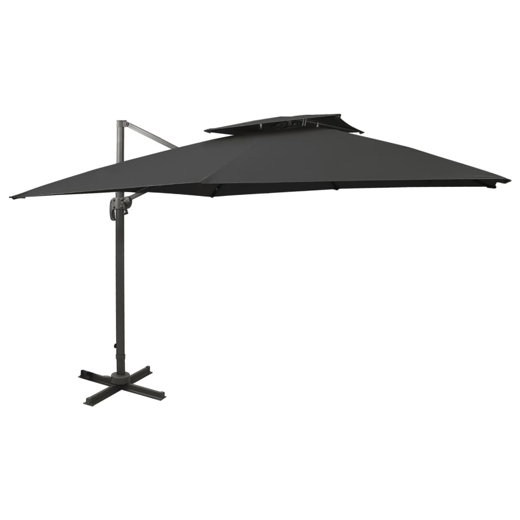 Zweefparasol Met Dubbel Dak 300X300 Cm Zwart 300 x 300 cm