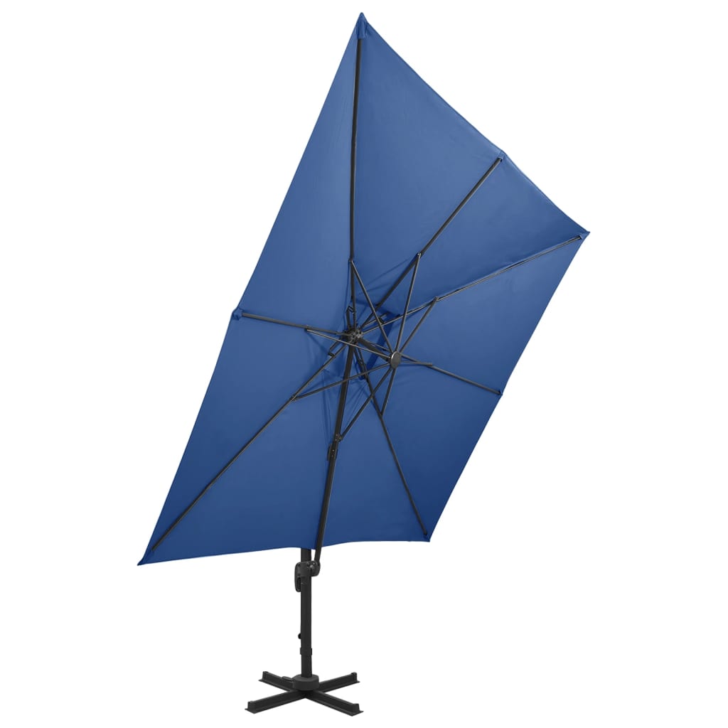 Zweefparasol Met Dubbel Dak 300X300 Cm Azuurblauw 300 x 300 cm azure blue