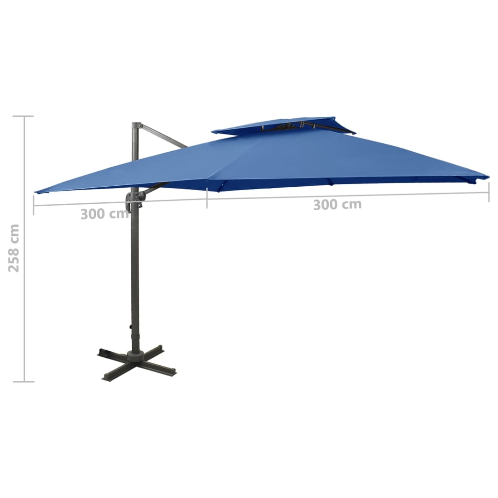 Zweefparasol Met Dubbel Dak 300X300 Cm Azuurblauw 300 x 300 cm azure blue