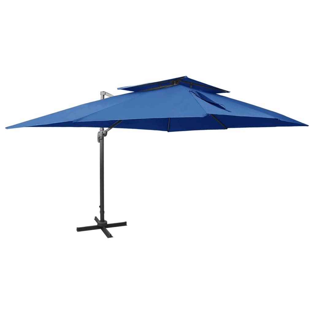 Zweefparasol Met Dubbel Dak 400X300 Cm Azuurblauw 300 x 400 cm azure blue