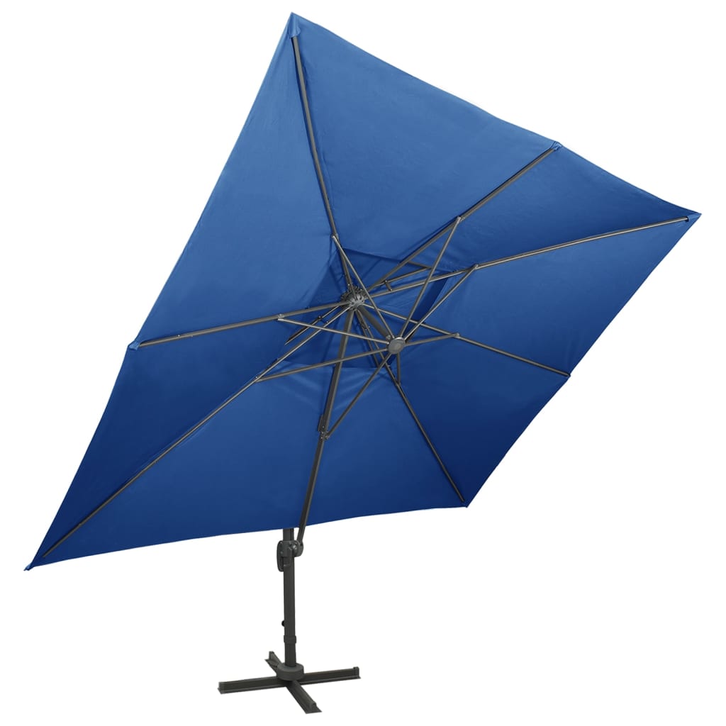 Zweefparasol Met Dubbel Dak 400X300 Cm Azuurblauw 300 x 400 cm azure blue