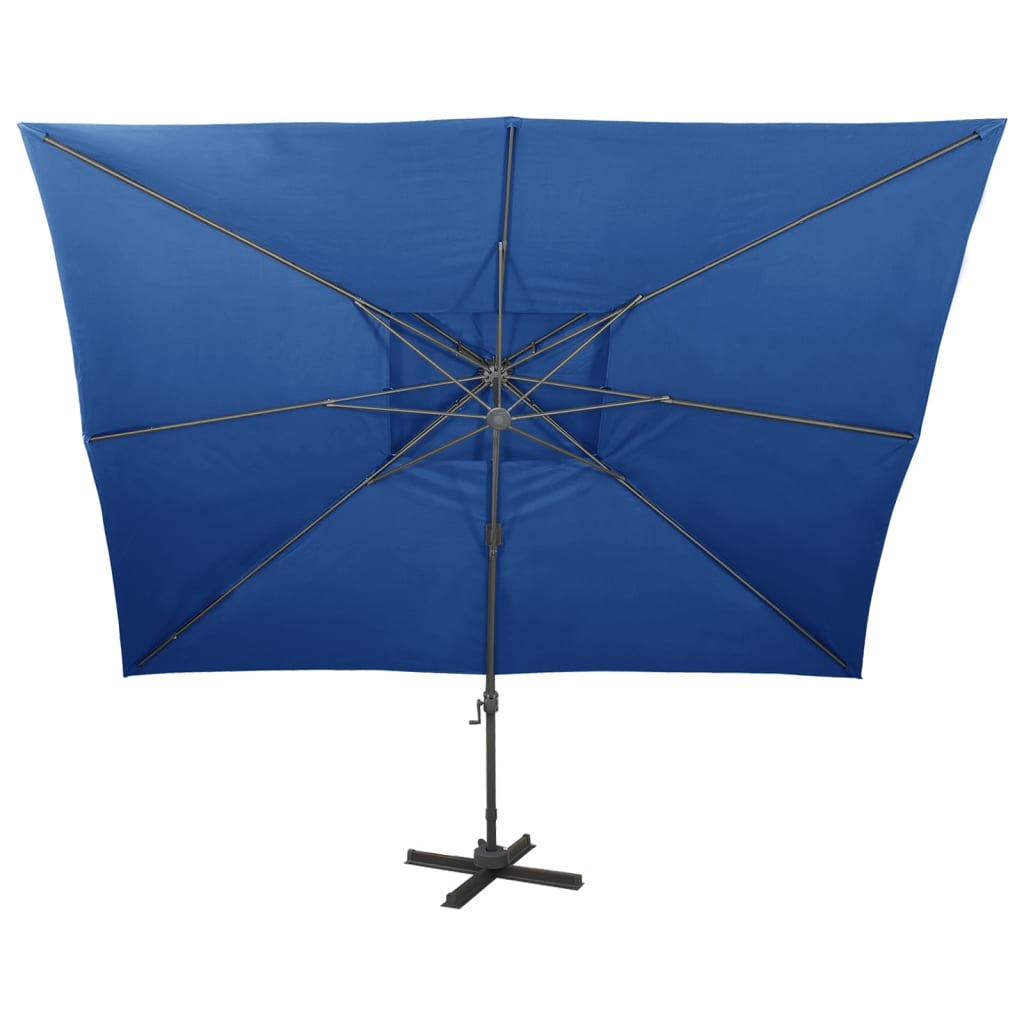 Zweefparasol Met Dubbel Dak 400X300 Cm Azuurblauw 300 x 400 cm azure blue