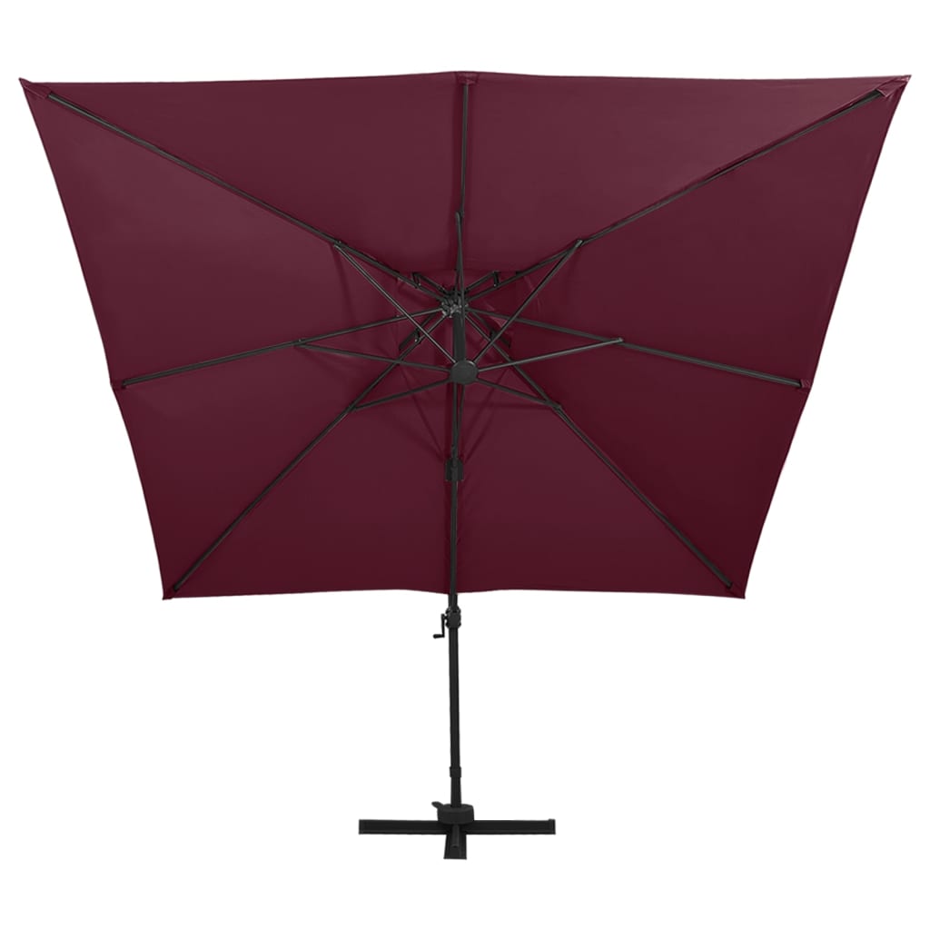 Zweefparasol Met Dubbel Dak 300X300 Cm Bordeauxrood 300 x 300 cm