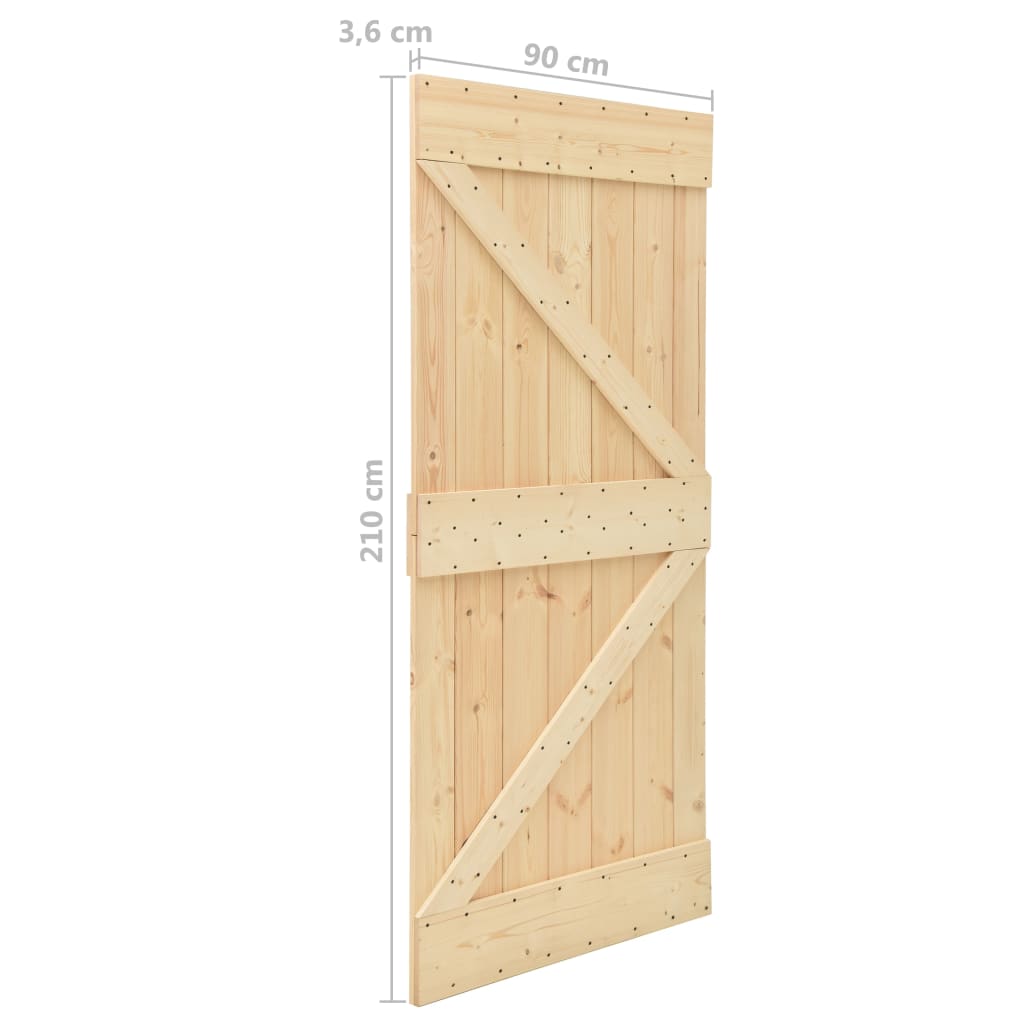 Schuifdeur Met Beslag 90X210 Cm Massief Grenenhout 90 x 210 cm Bruin