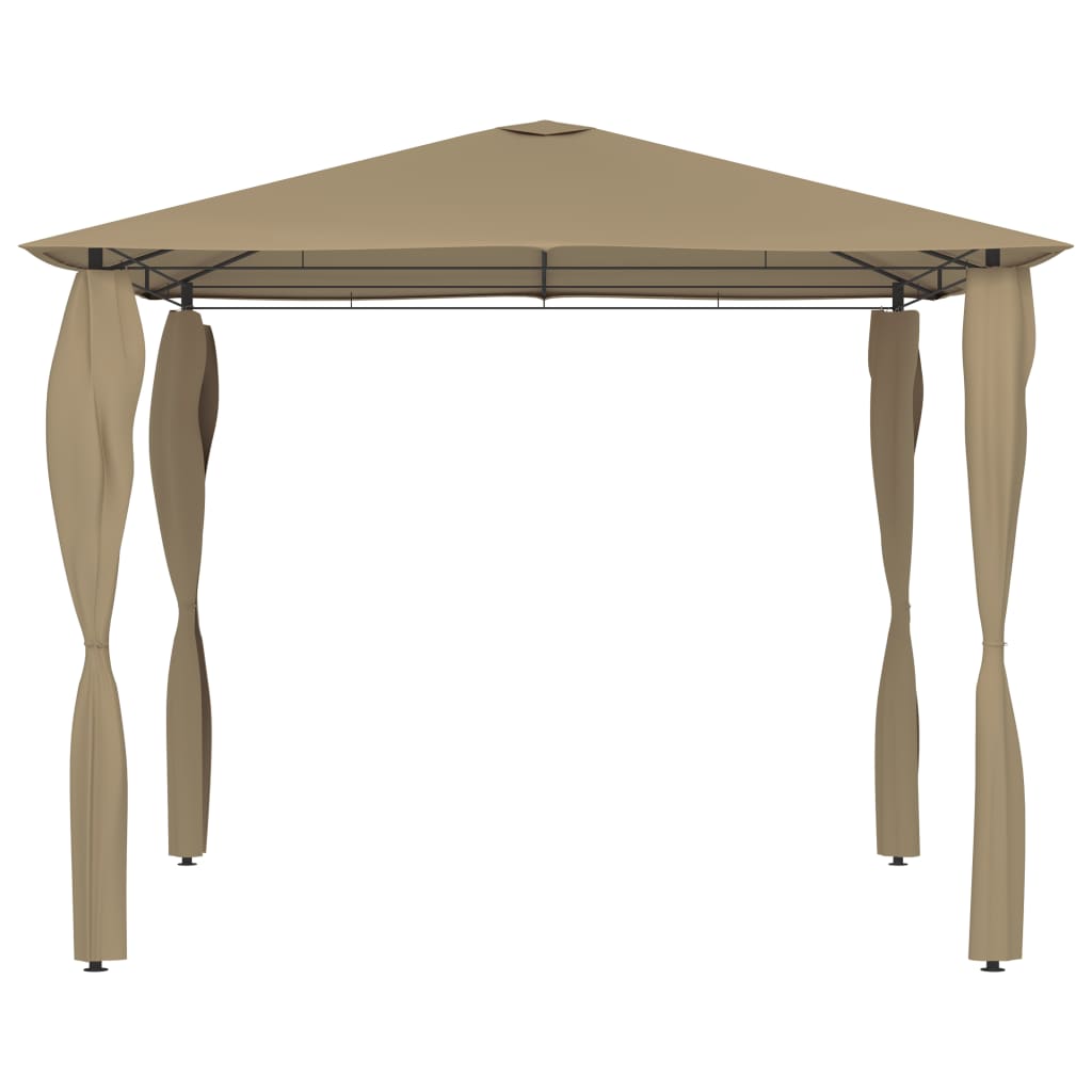 Prieel Met Paalhoezen 160 G/M² 3X3X2,6 M 3 x 3 x 2.6 m Taupe Met zijwand