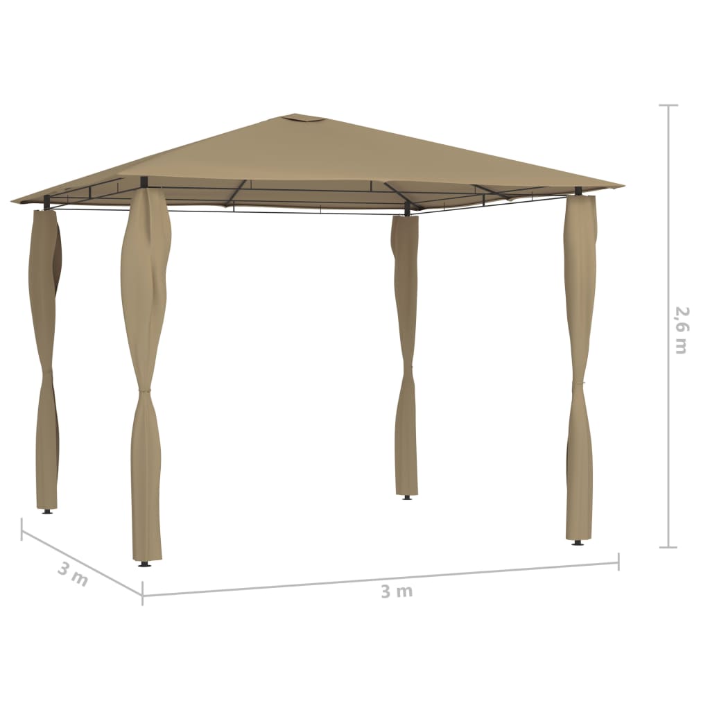 Prieel Met Paalhoezen 160 G/M² 3X3X2,6 M 3 x 3 x 2.6 m Taupe Met zijwand