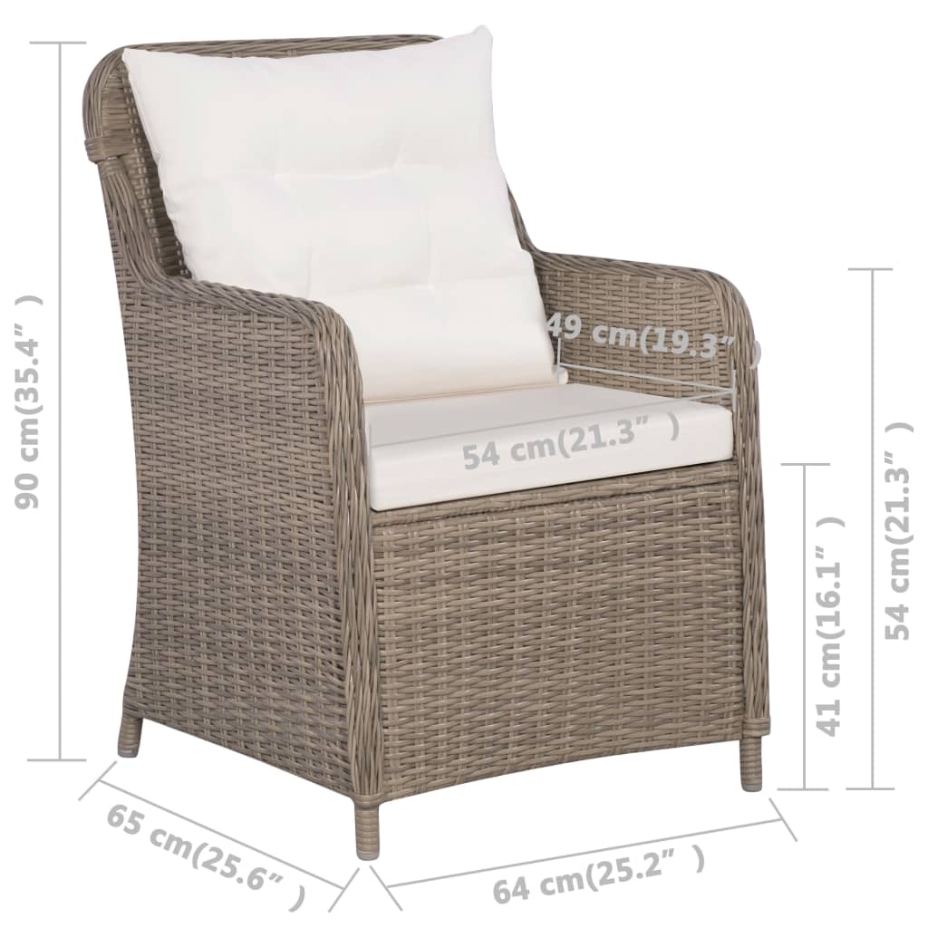 9-delige Tuinset poly rattan bruin