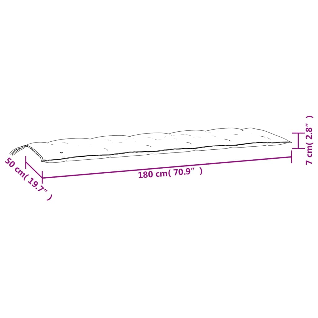 Tuinbankkussen Oxford Stof 180 x 50 x 7 cm Zwart