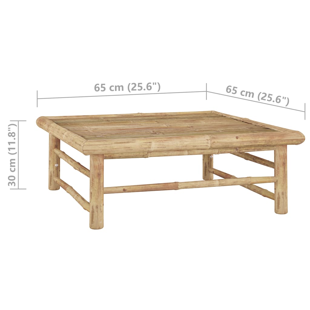 2-Delige Loungeset Met Crèmewitte Kussens Bamboe 1 hoek + Tafel