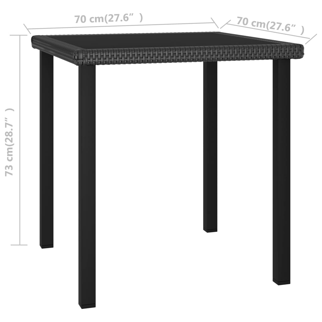 Tuintafel Poly Rattan 70 x 70 x 73 cm Zwart