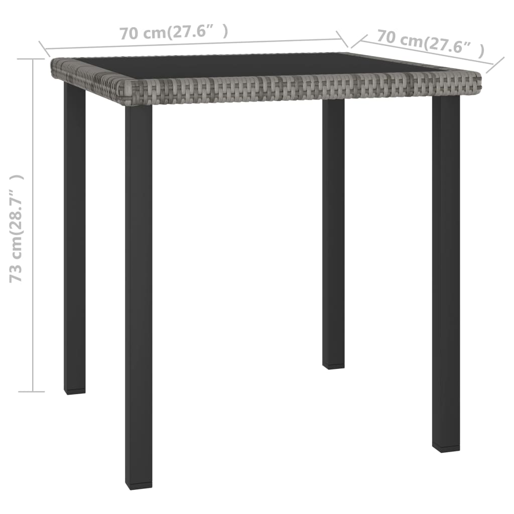 Tuintafel Poly Rattan 70 x 70 x 73 cm Grijs