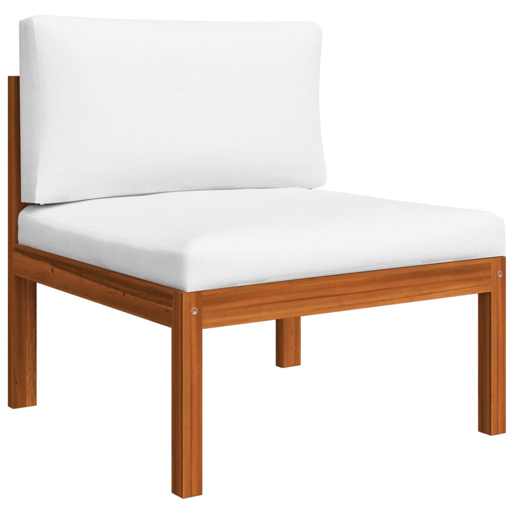3-Delige Loungeset Met Kussens Massief Acaciahout 1 Middenbank + tafel + voetensteun