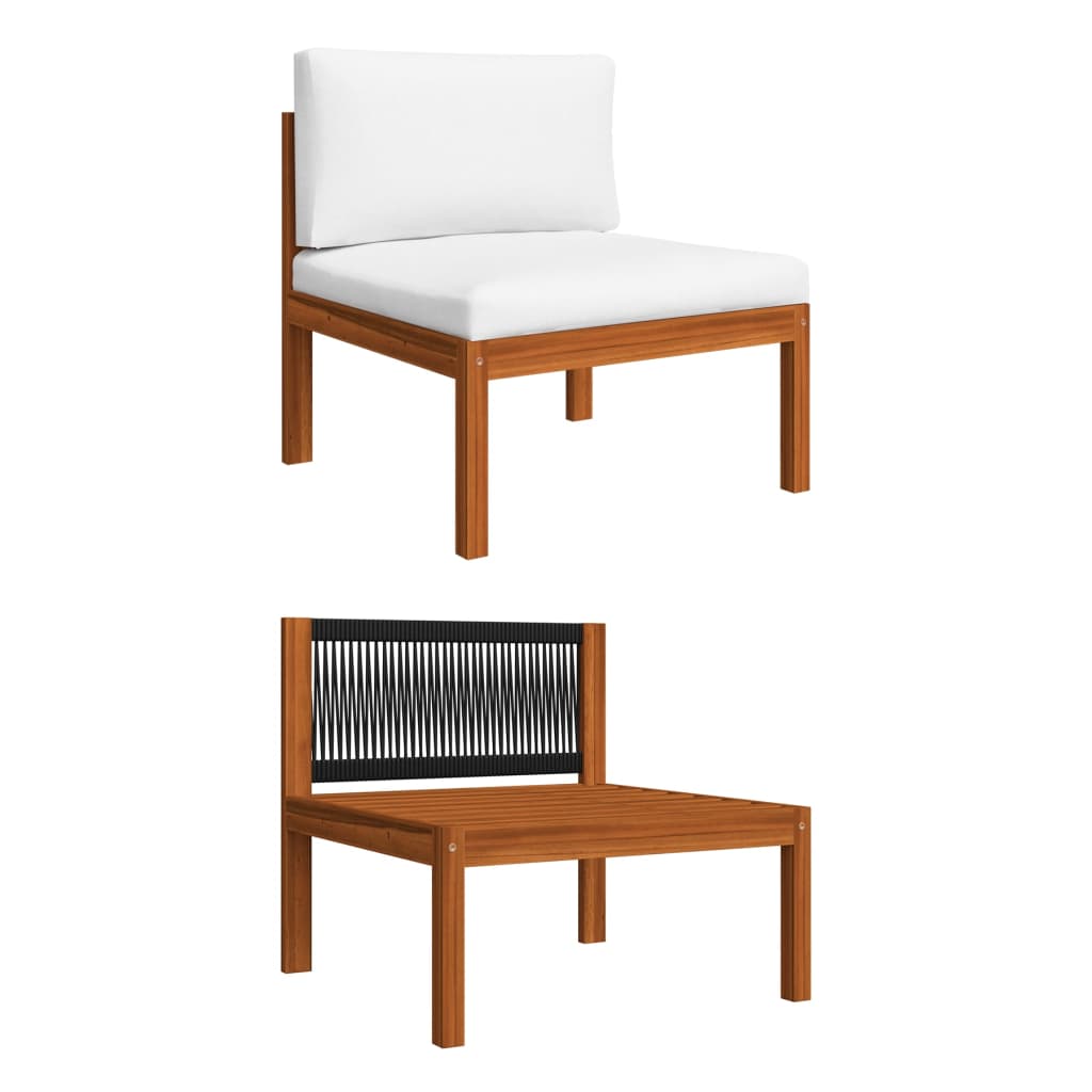 3-Delige Loungeset Met Kussens Massief Acaciahout 1 Middenbank + tafel + voetensteun