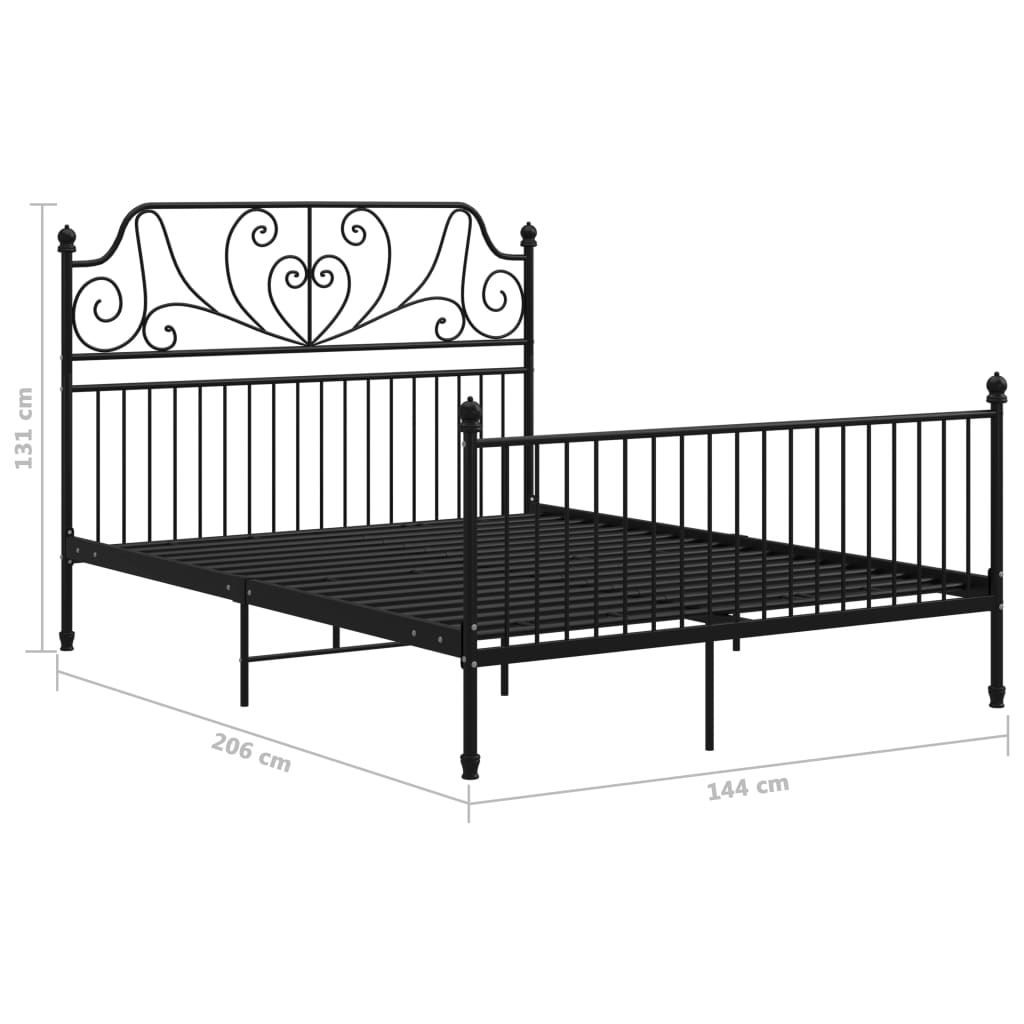 Bedframe Metaal 140 x 200 cm Zwart