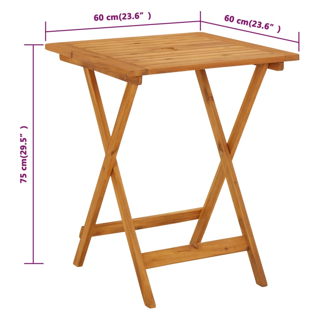 Tuintafel Inklapbaar Massief Acaciahout 60 x 60 x 75 cm