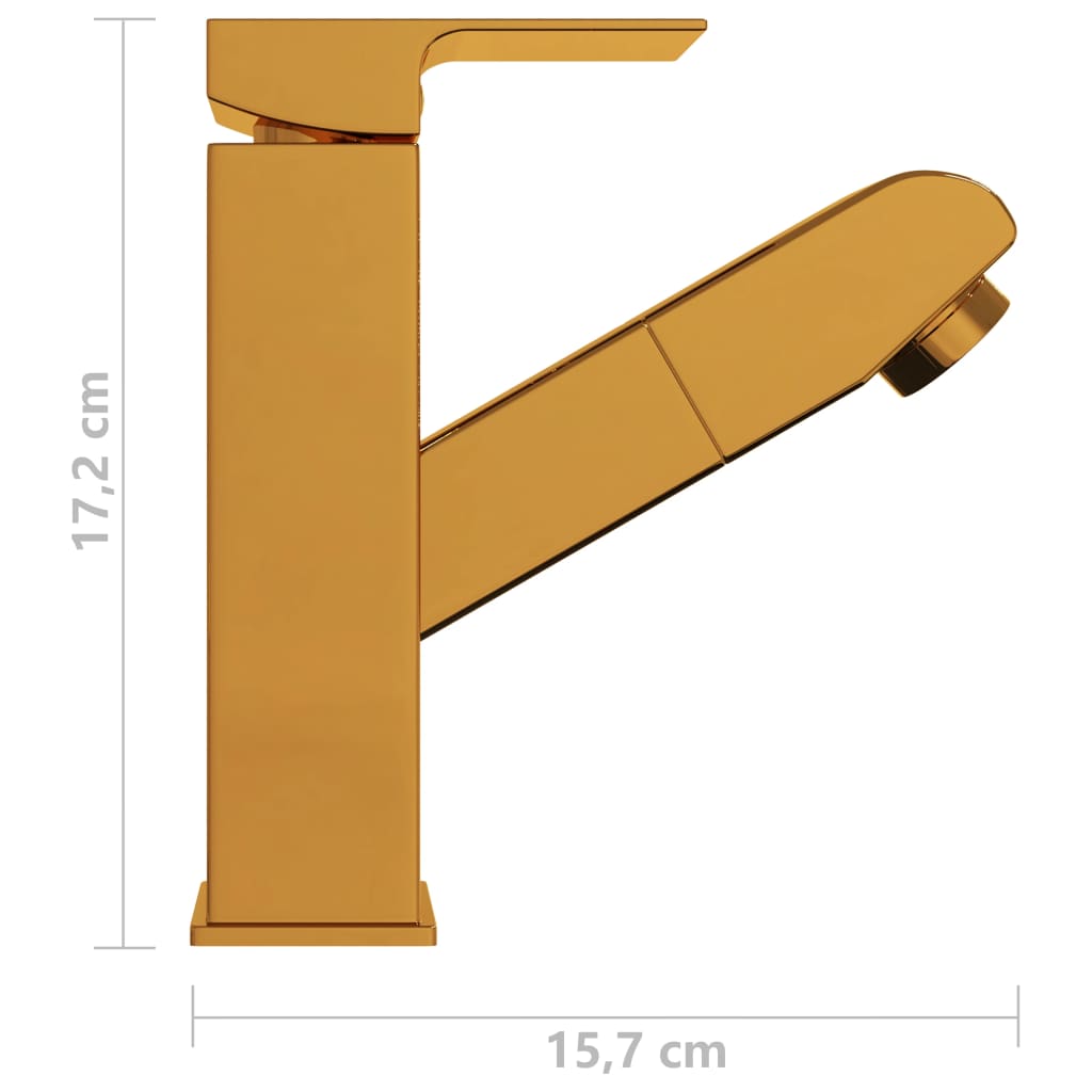 Wastafelkraan met uittrekfunctie 157x172 mm goudkleurig