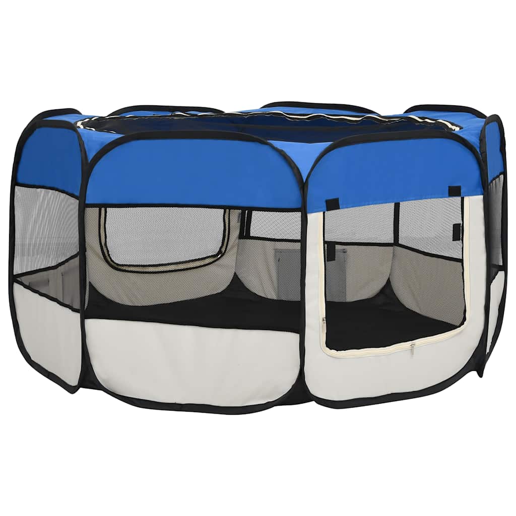 Hondenren inklapbaar met draagtas 125x125x61 cm blauw