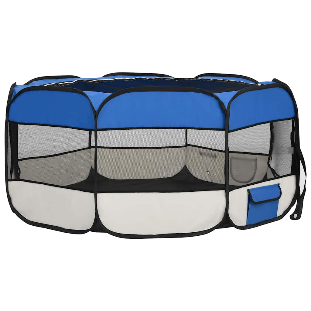 Hondenren inklapbaar met draagtas 145x145x61 cm blauw