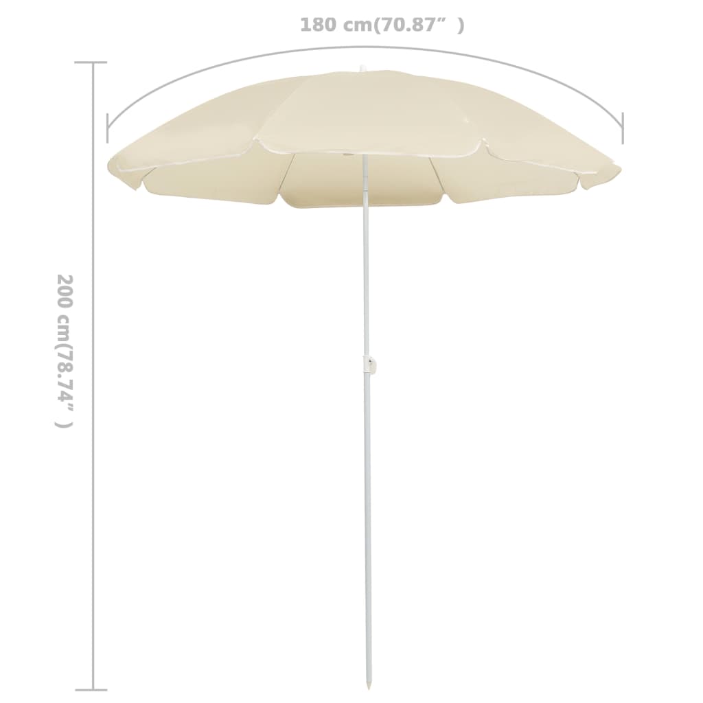 Parasol Met Stalen Paal 180 Cm Zandkleurig