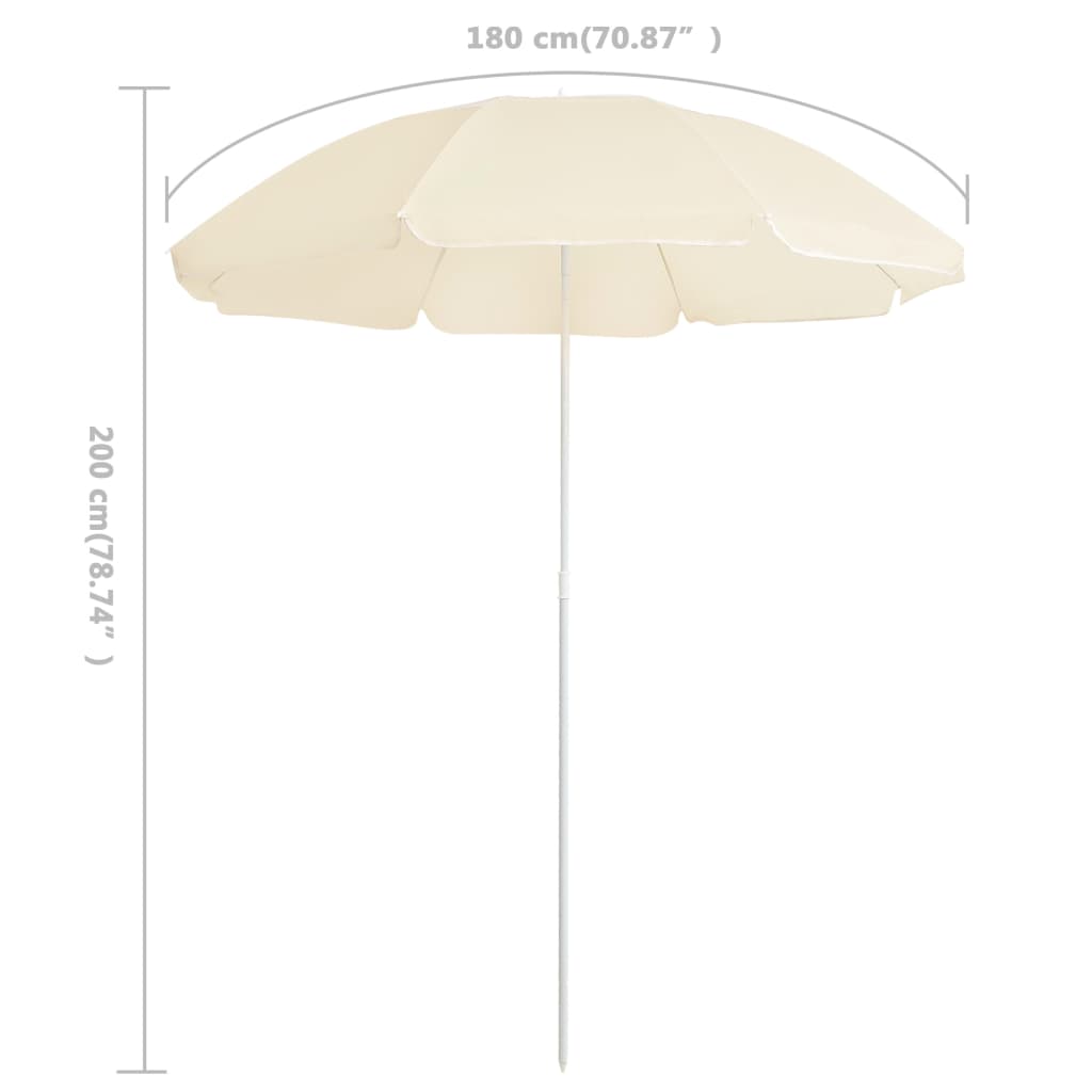 Parasol Met Stalen Paal 180 Cm Zandkleurig