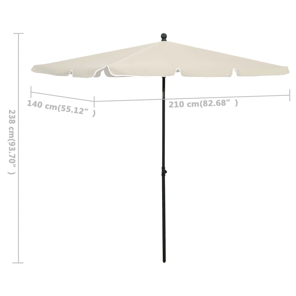 Parasol Met Paal 210X140 Cm Zandkleurig