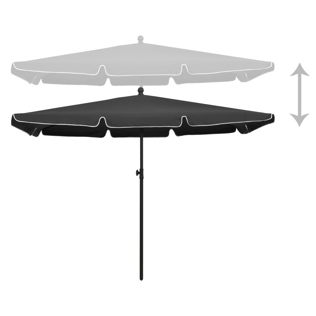 Parasol Met Paal 210X140 Cm Antracietkleurig