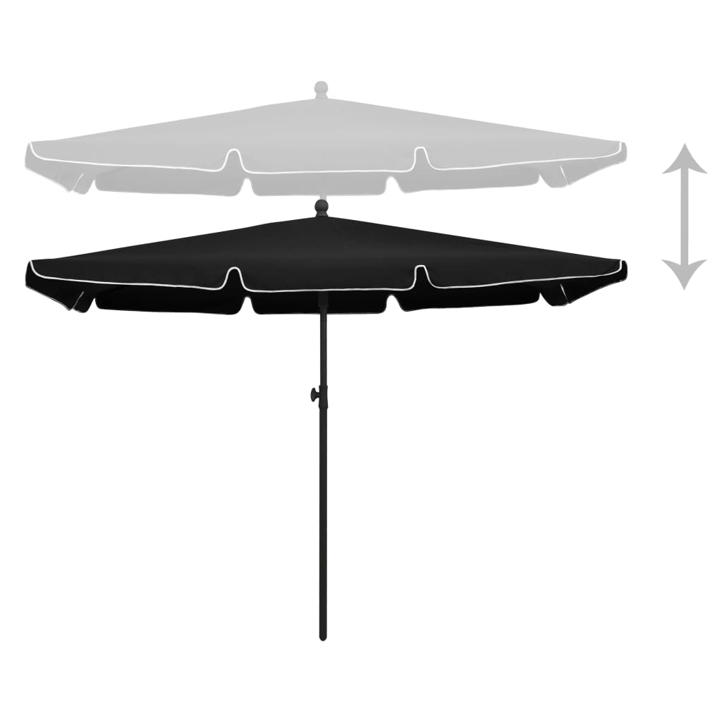 Parasol Met Paal 210X140 Cm Zwart