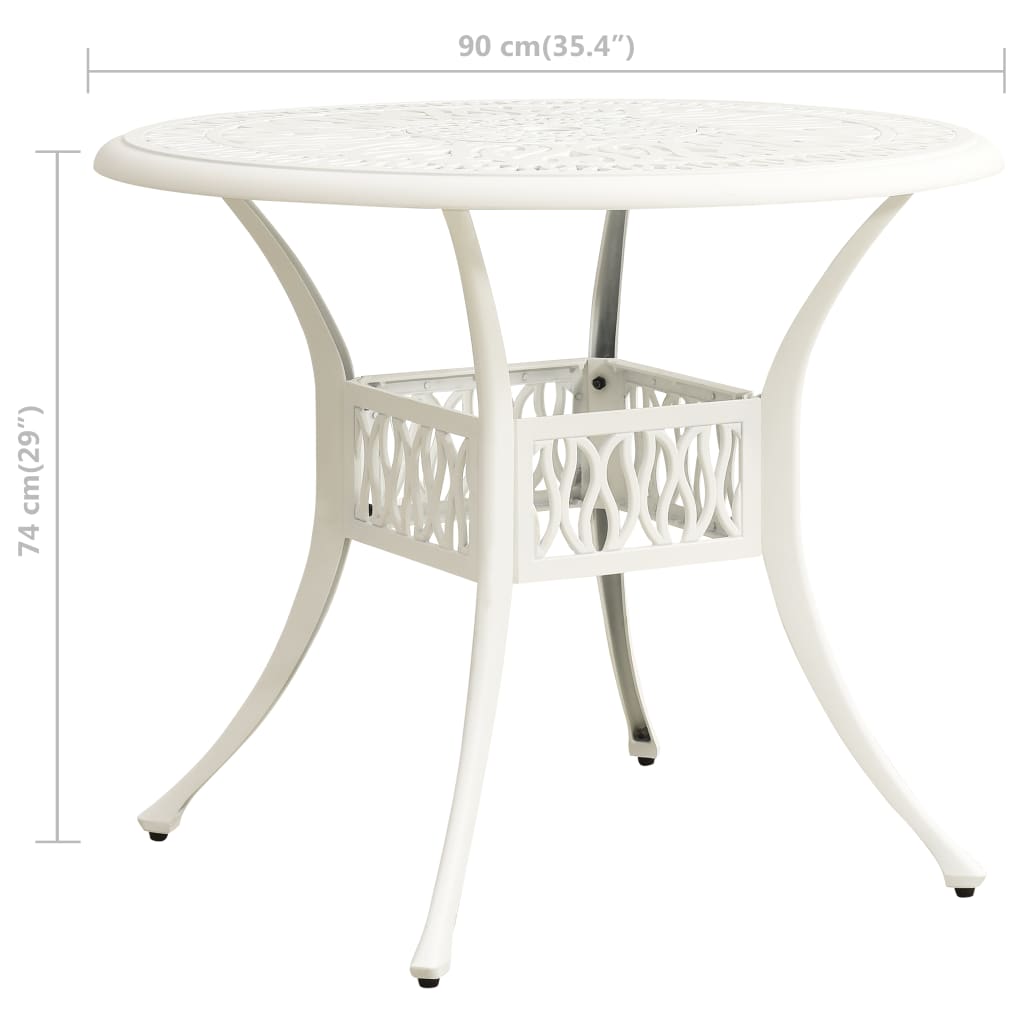 Tuintafel Gietaluminium 90 x 90 x 74 cm Wit