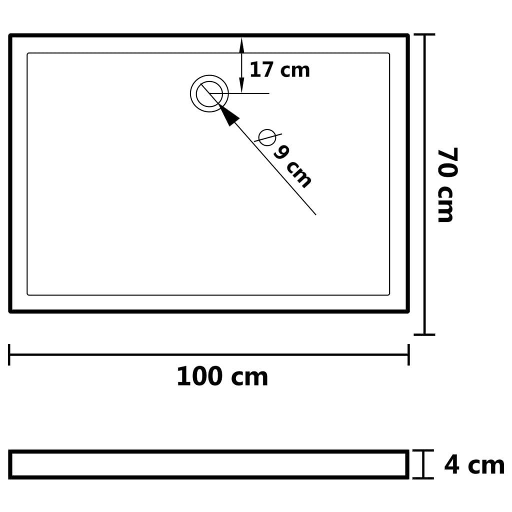 Douchebak met noppen 70x100x4 cm ABS wit