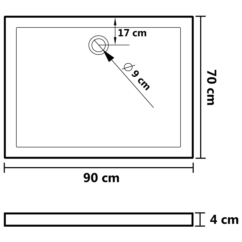 Douchebak Rechthoekig 70X90 Cm Abs 70 x 90 cm Wit